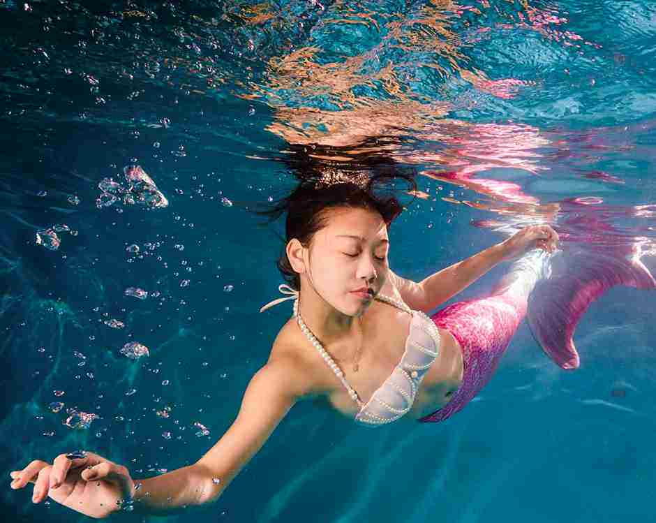 魔虞儿 林允美人鱼尾巴分体泳衣成人可游泳脚蹼性感小胸聚拢显瘦