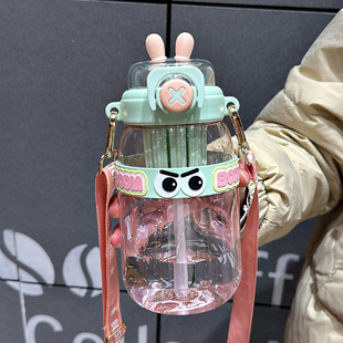 高颜值水杯女吸管杯便携带滤网学生水壶大容量带刻度耐高温塑料杯