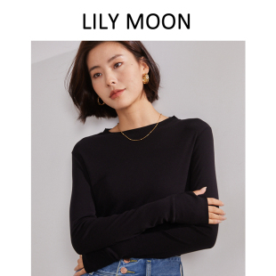 LILYMOON桑蚕丝德绒天丝打底衫秋冬基础款内搭修身多色T恤