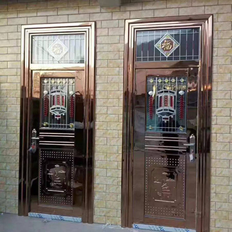 不锈钢门白钢防盗农村大门单开带气窗摇头亮窗半玻阳台后门厨房门