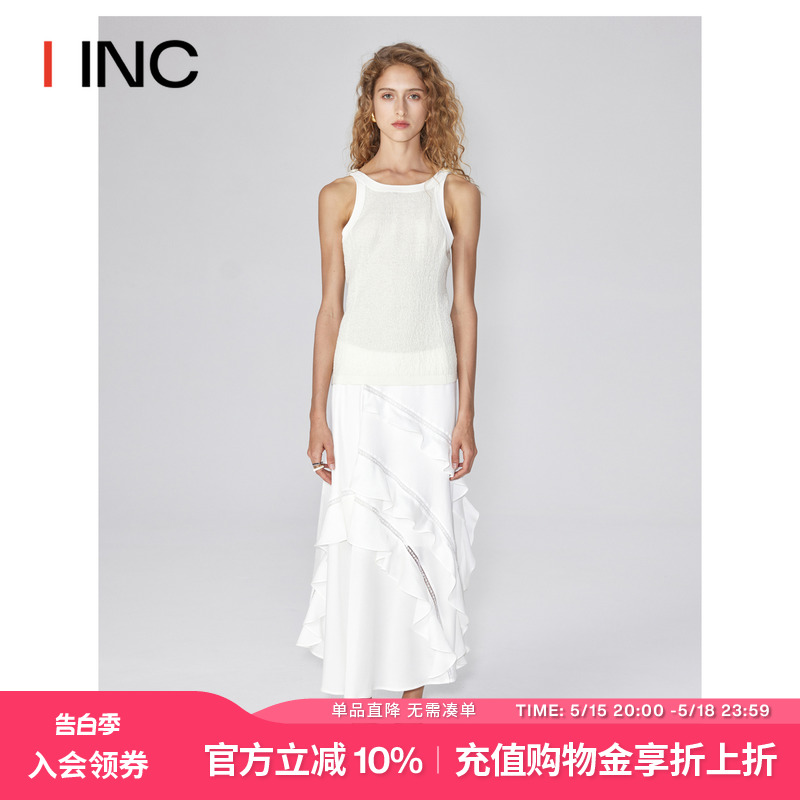 【ICE DUST设计师品牌】 IINC 24SS醋酸拼接蕾丝荷叶边半身长裙女