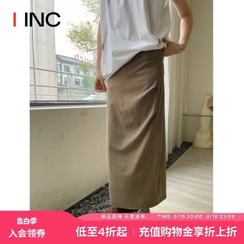 【VENA LABEL 设计师品牌】IINC 2024SS春夏新款纯色修身长半裙女