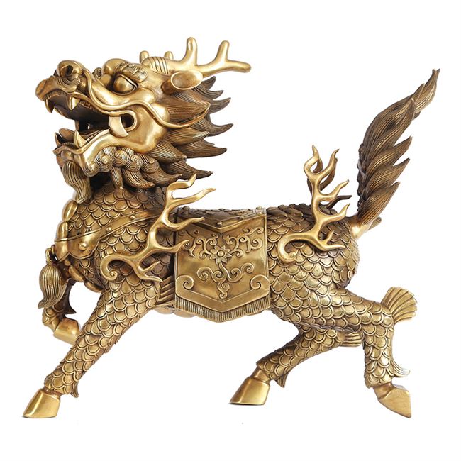 开业办公室麒麟纯铜麒麟摆件火焰一对招财家居装饰品摆设乔迁礼品