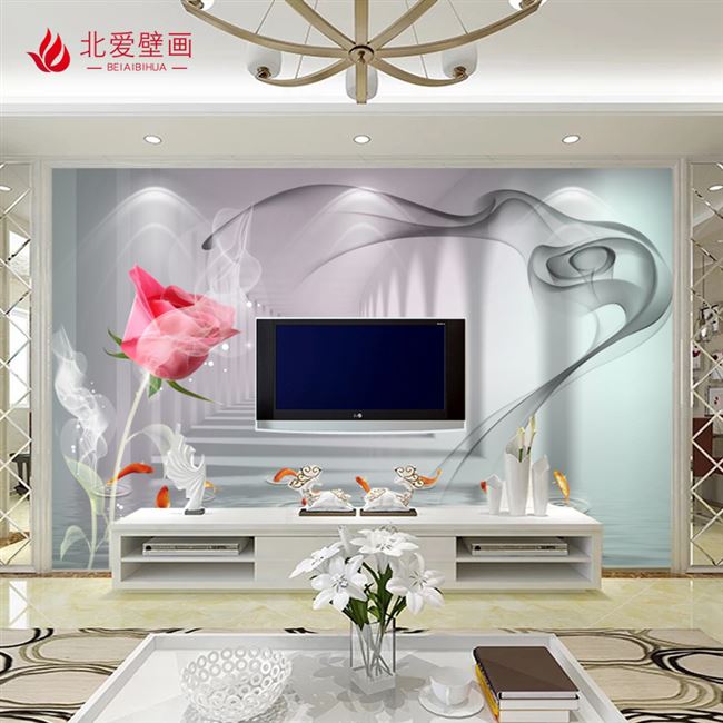 8d电视背景墙壁纸3d立体墙纸现代简约客厅壁画5d无缝影视墙布装饰