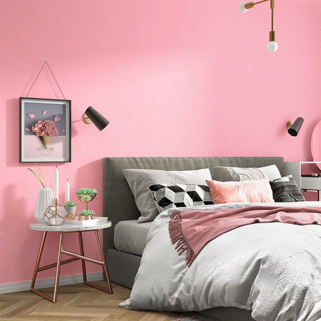 ins粉色墙纸 少女卧室可爱公主粉脏粉色粉红色纯色客厅儿童房壁纸