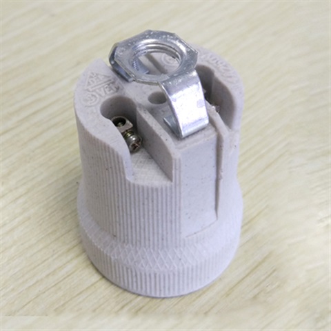 e27螺口陶瓷灯头罗口耐高温灯座全牙纯铜灯口加厚接线保温吸顶