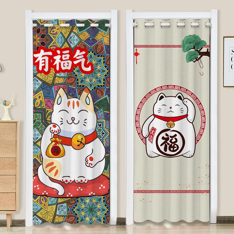 招財貓免打孔隔斷簾臥室家用客廳衛生間廚房防油煙遮擋裝飾門簾在類目 居家布藝, 窗簾門簾及配件, 門簾中 - 來自Buy2taobao.com提供專業的淘寶代購服務