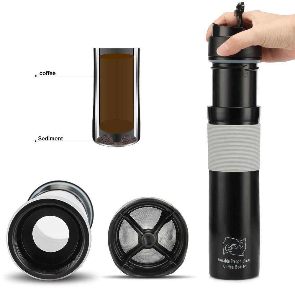 Portable French Press Coffee Maker Insulated Travel Mug