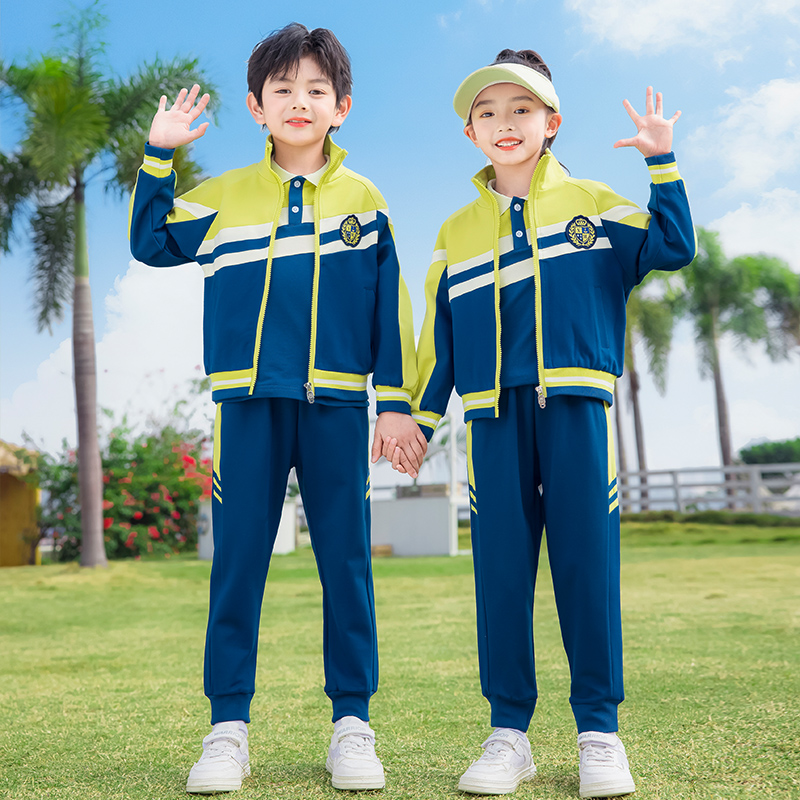 小学生校服春秋款套装儿童班服三件套夏季幼儿园园服老师短袖运动