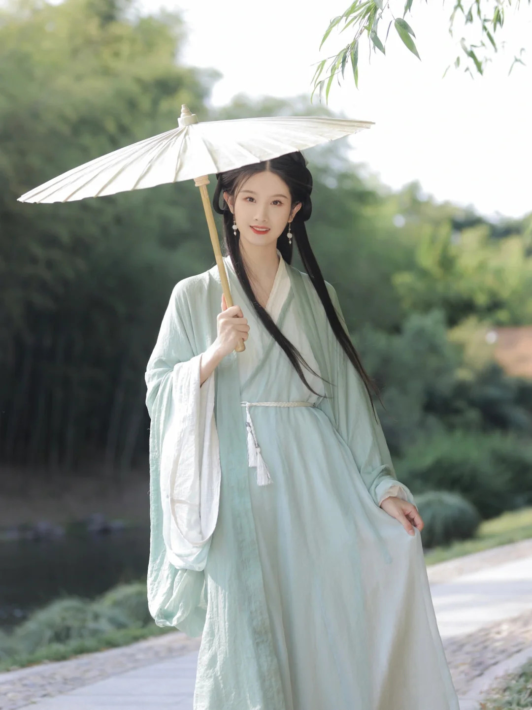 绿色汉服女夏款原创魏晋制古装超仙气飘逸广袖流仙裙古风2022新款