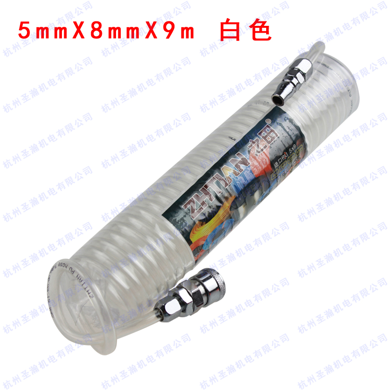 PU弹簧管 8mm气管带快速接头 气动气泵伸缩O软管 空压机高压气管