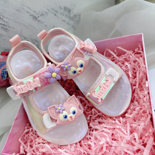 女童粉色凉鞋2024新款夏季软底洋气中大童时尚公主运动儿童沙滩鞋