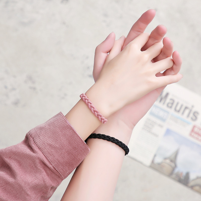 小皮筋送给男朋友情侣编织手绳一对手腕ins手链原创设计皮套头绳