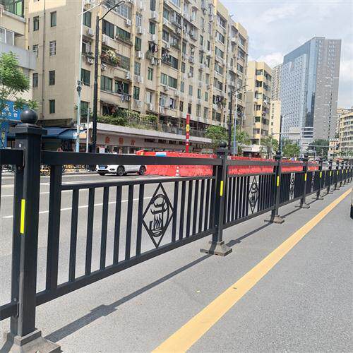 全制撞政道路护栏交通安定防市人行道锌钢围栏城市公路隔离栏广东