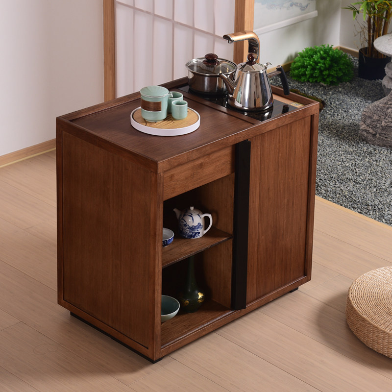 实木家用茶几办公室茶桌茶水桌沙发边柜茶具一体移动泡茶台茶水柜