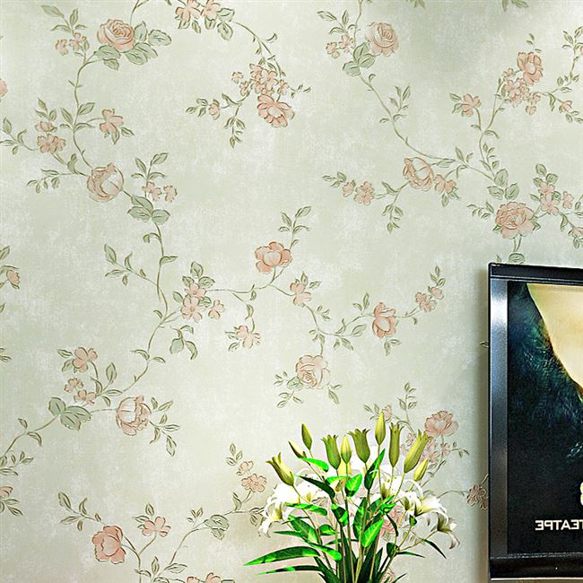 tb美式乡村复古黄色绿色田园清新小碎花墙纸卧室客厅电视背景墙壁