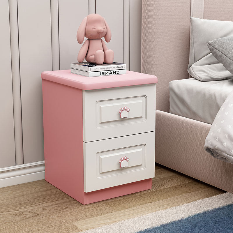 粉色床头柜女孩男孩30/35/40cm宽公分免安装mini小型全实木儿童房