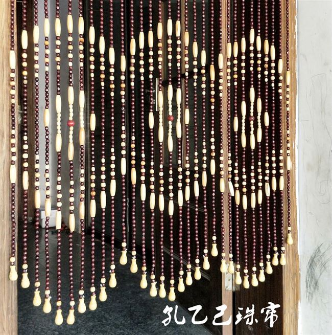 qc实木珠子门帘辟邪纳福风水门帘隔断玄关装饰帘卧室客厅卫生间珠