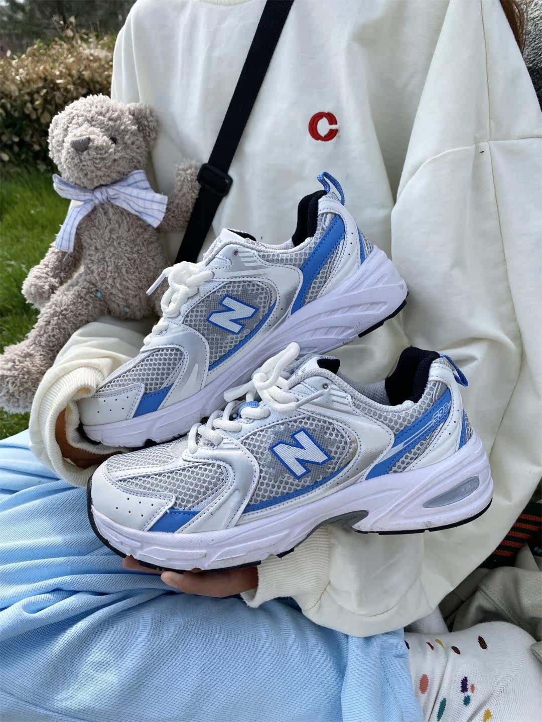 韩版_百搭530系列白蓝夏季n字老爹鞋男鞋韩版百搭休闲运动鞋女港风鞋