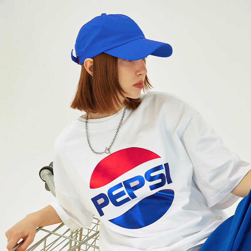 pepsi/百事可乐宽松潮流个性印花国潮短袖男潮ins潮牌t恤夏季半袖
