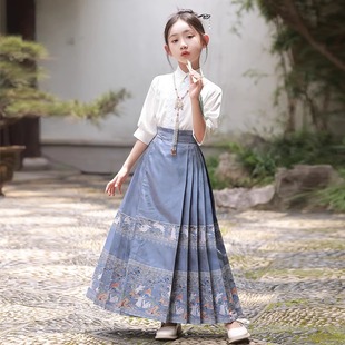 女童汉服套装夏季2024新款洋气小个子唐装女孩儿童中国风马面裙子