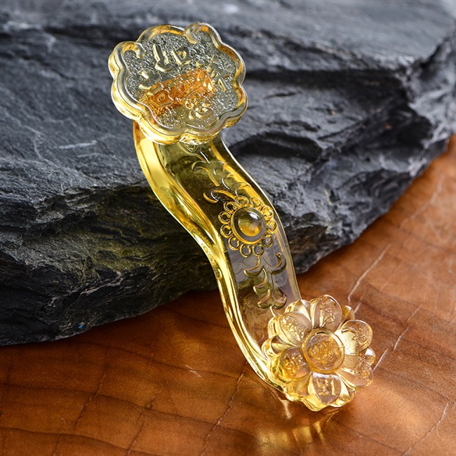 yd黄粉紫水晶如意琉璃摆件 招财开业礼品吉祥如意家居客厅小摆件