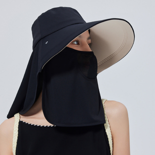UVBANANA夏季防晒帽子女加大帽檐防紫外线遮脸护颈面罩空顶遮阳帽