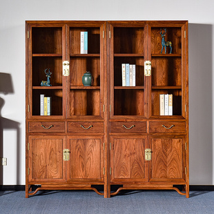 花梨木书柜组合新中式全实木书房家用红木展示柜刺猬紫檀书橱书架