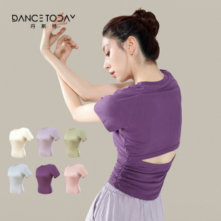 dancetoday练功形体服春夏现代舞短袖露背上衣女古典中国舞舞蹈服