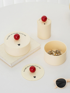 Epeiushome北欧化妆品首饰杂物收纳盒整理罐子亚克力盖陶瓷球圆形