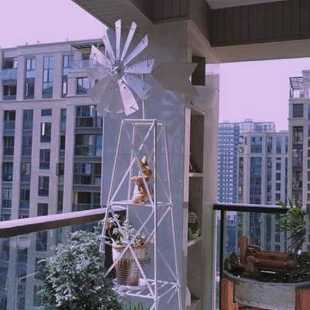 风车层架花园摆件茉莉展示架铁艺庭院旋转爬藤装饰置物花架子园艺