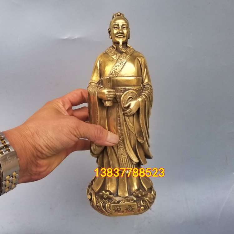 正品黄铜财神爷范蠡神像兴商文财神佛像商圣范蠡铜像铜器摆件