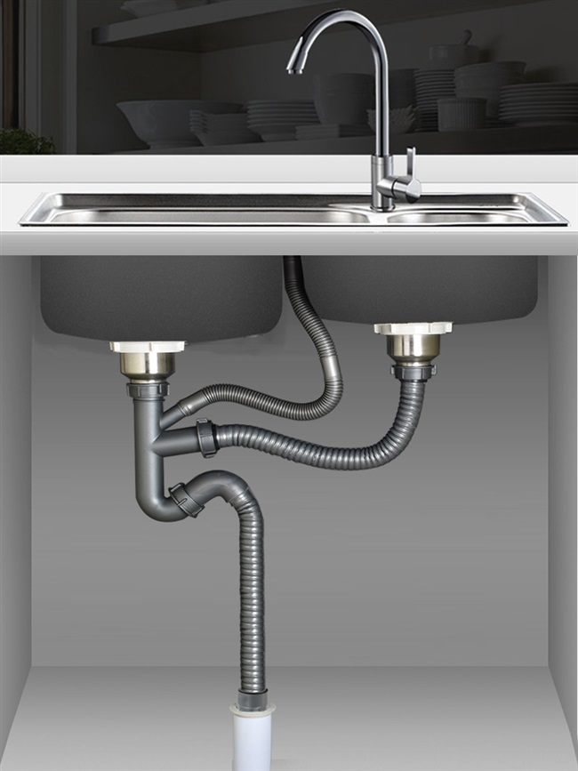 rs厨房洗菜盆下水管管道配件水槽双槽单槽水池下水器洗碗池排水管