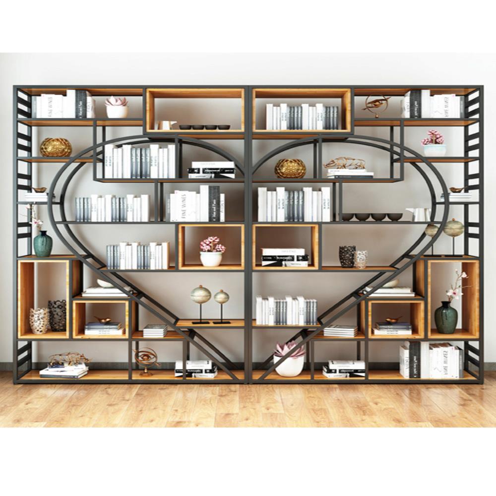 铁艺书架置物架落地工业风客厅展示架书柜办公室屏风隔断创意艺术