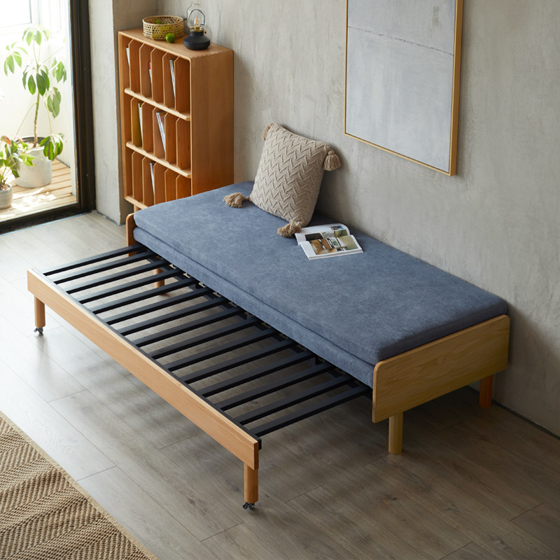 简约实木沙发床单人两用多功能抽拉床可折叠床双人床小户型推拉床