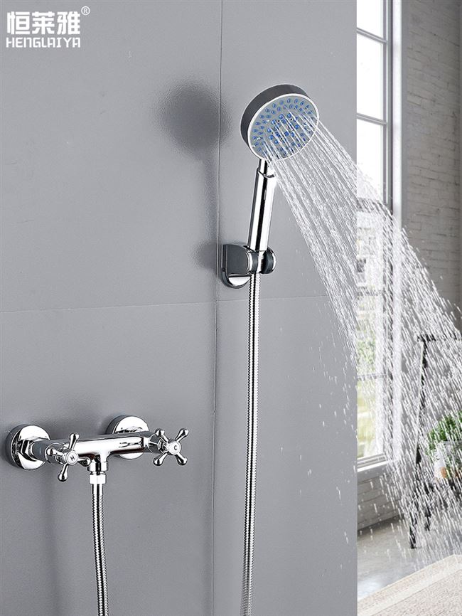 lr双把双控全铜双开淋浴龙头冷热水龙头暗装浴室混水阀洗澡花洒开