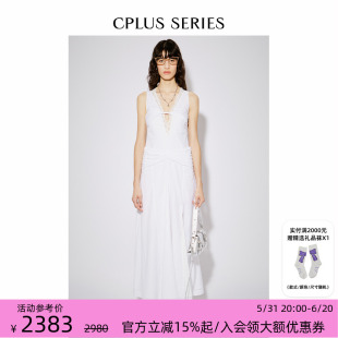 周雨彤明星同款【CPLUS SERIES】24春夏新品女士纽结蕾丝连衣裙