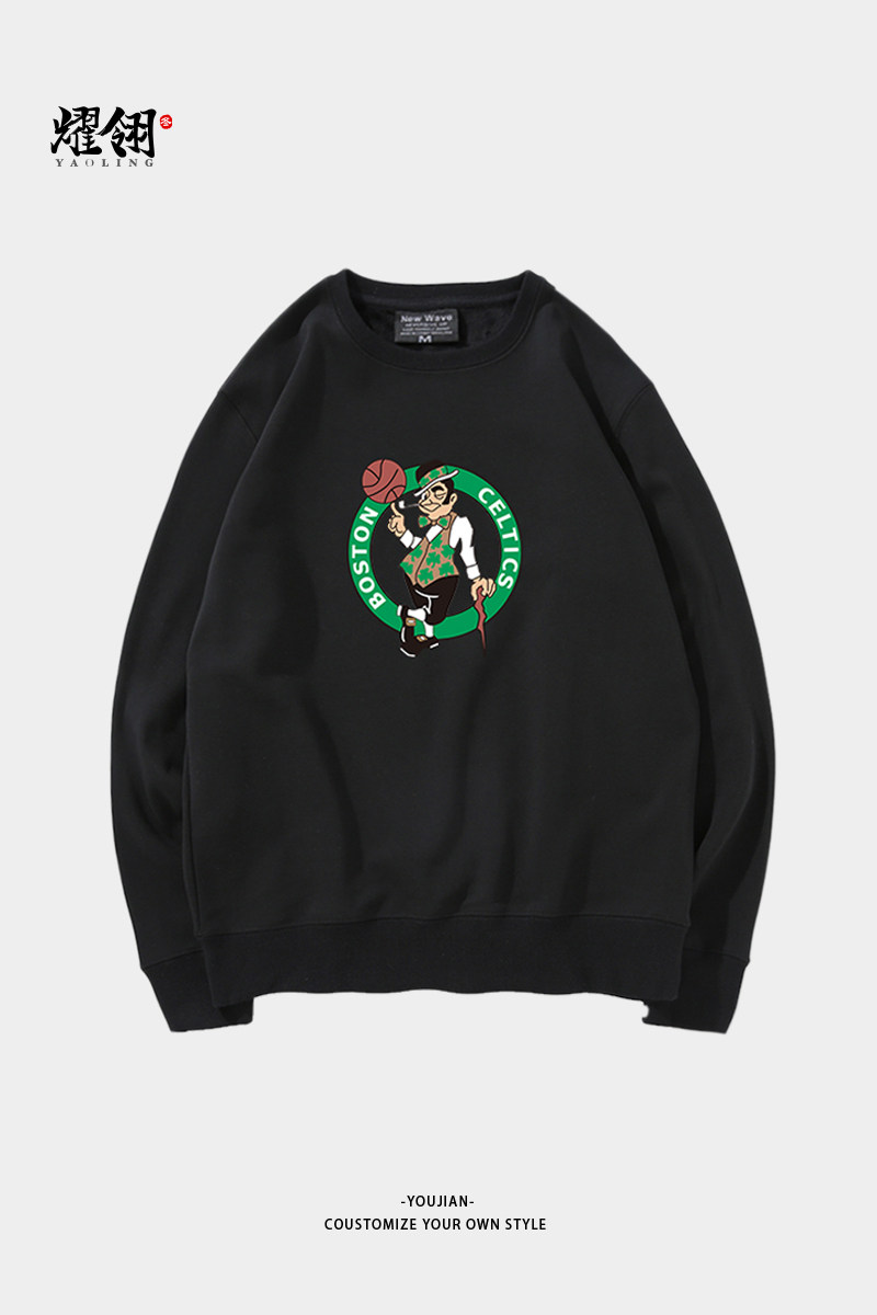 波士顿凯尔特人球队欧文篮球圆领卫衣男女秋冬季运动百搭训练服