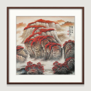 青绿斋国画山水画手绘办公室挂画鸿运当头客厅装饰画万山红遍风景