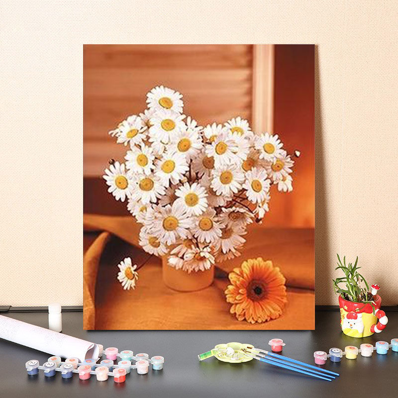 千菊飞diy数字油画花卉花朵自手工填色治愈减压丙烯装饰画油彩画