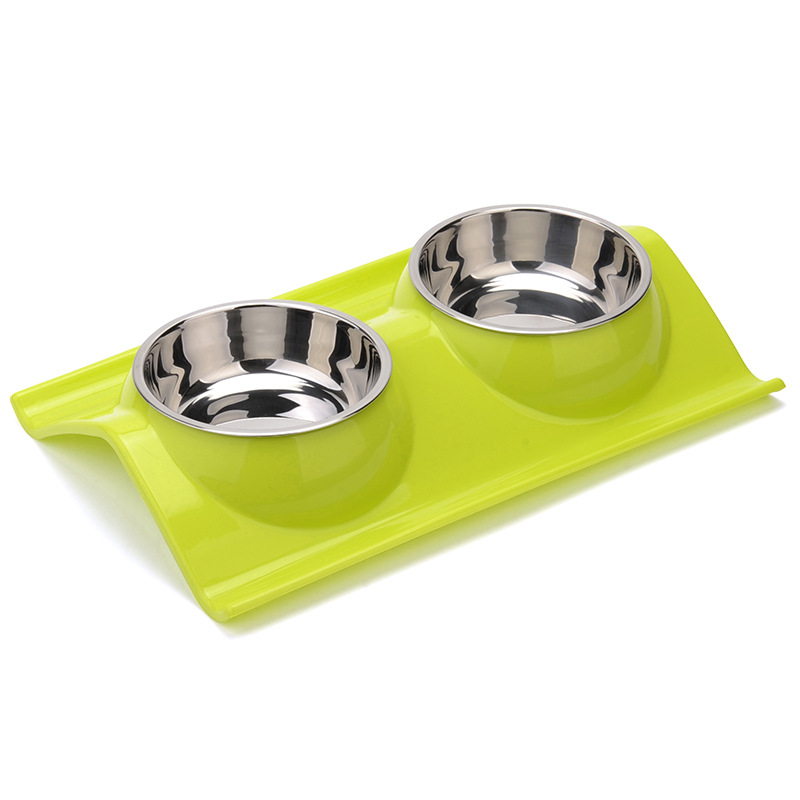 宠物碗 二合一猫碗狗食盆 中小型犬不锈钢狗碗双碗家用耐磨防咬