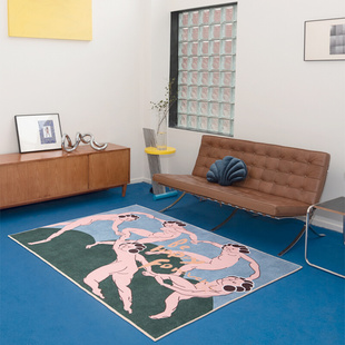 马蒂斯轻奢客厅地毯卧室床边法式小众ins风北欧家用沙发茶几毯子|
