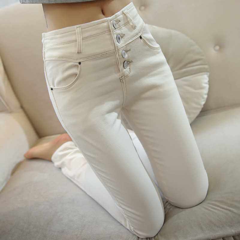 香港202款1新白色打底裤女外穿裤秋冬显瘦百搭高腰小脚九分牛仔裤