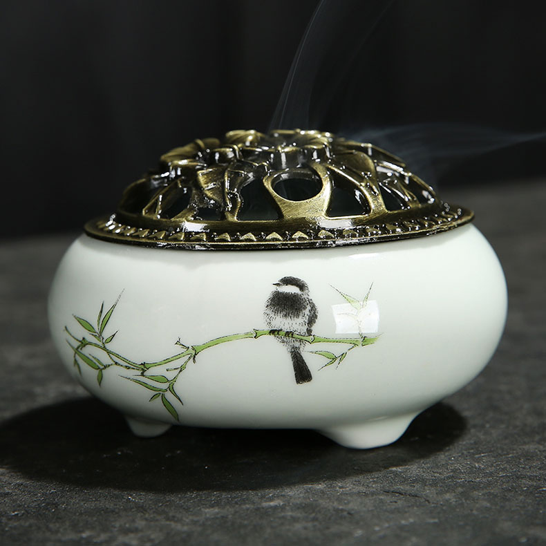 sj新品蚊香炉子家居车载熏香炉大号陶瓷 盘香炉线香炉家用烟灰缸