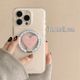 ins韩风简约折叠爱心格纹适用苹果15手机壳iphone16ProMax新款15promax女款13旋转磁吸支架16pro全包14保护套