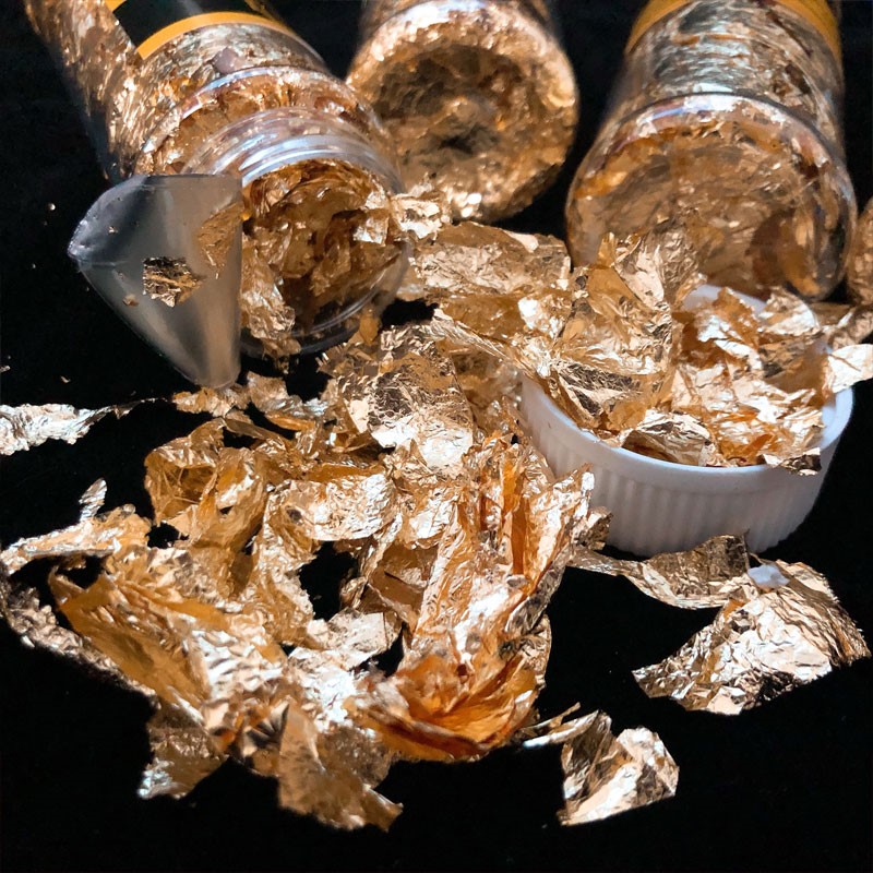 一折食用金箔_食用金箔纸 不可食用烘焙金箔 银箔生日蛋糕装饰2g装