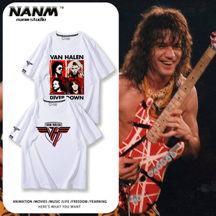 Van Halen范海伦摇滚乐队T恤男女夏季美式复古vintage街头半截袖