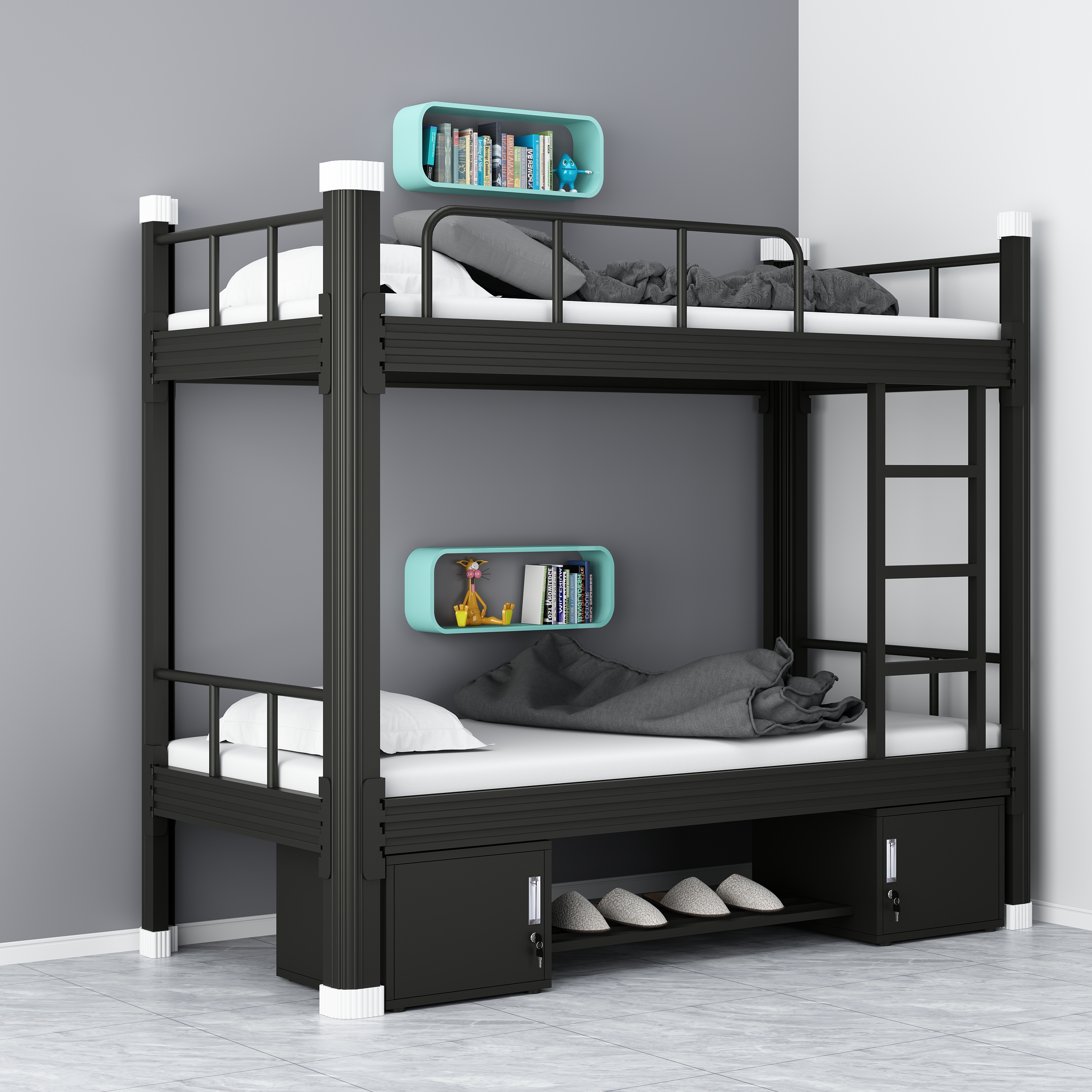 加厚上下铺铁架床高低公寓双层床简约带书桌床学生宿舍床上床下桌