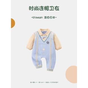 日本Ulovazn童装~2024春季婴儿衣服男宝宝连体衣婴幼儿外出爬服