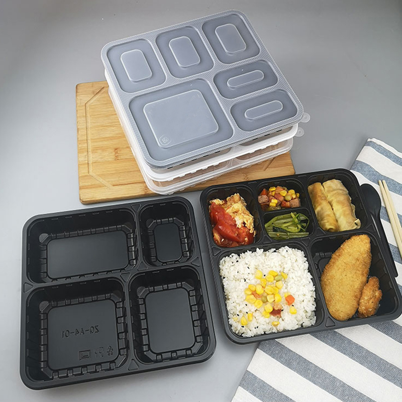 五格打包盒分格加厚塑料带盖四格饭盒可微波炉加热外卖商用快餐盒
